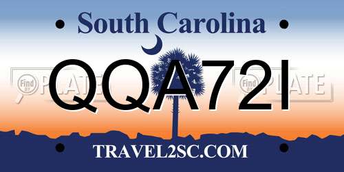 QQA72I South Carolina License Plate