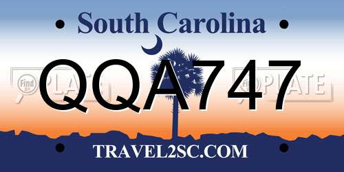 QQA747 South Carolina License Plate