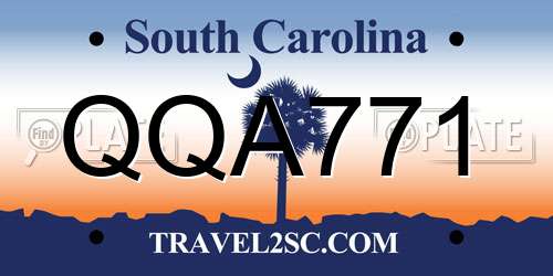 QQA771 South Carolina License Plate