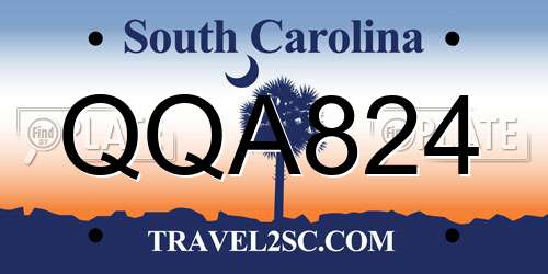 QQA824 South Carolina License Plate