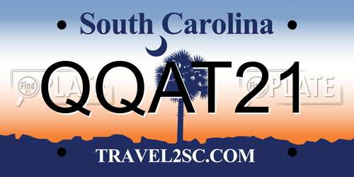 QQAT21 South Carolina License Plate