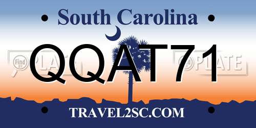 QQAT71 South Carolina License Plate