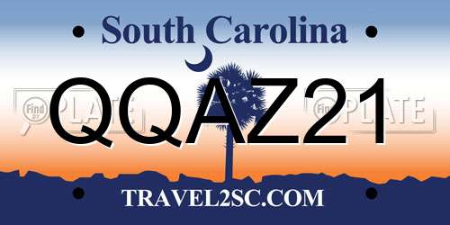 QQAZ21 South Carolina License Plate
