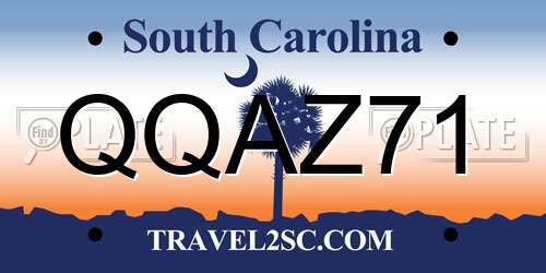 QQAZ71 South Carolina License Plate