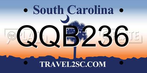 QQB236 South Carolina License Plate