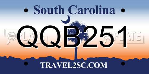 QQB251 South Carolina License Plate