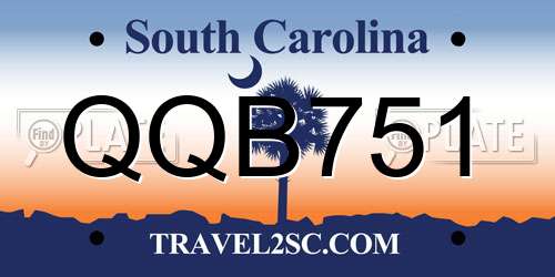 QQB751 South Carolina License Plate