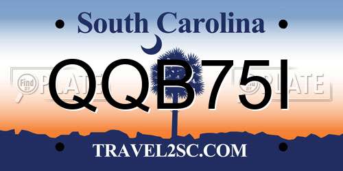 QQB75I South Carolina License Plate
