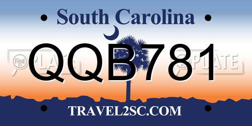 QQB781 South Carolina License Plate