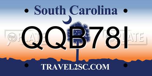 QQB78I South Carolina License Plate