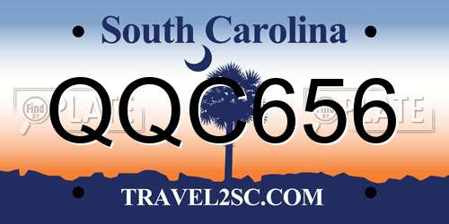 QQC656 South Carolina License Plate