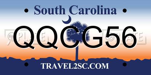 QQCG56 South Carolina License Plate