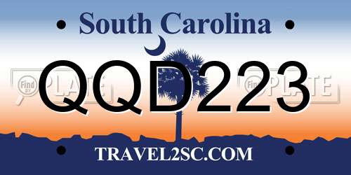 QQD223 South Carolina License Plate