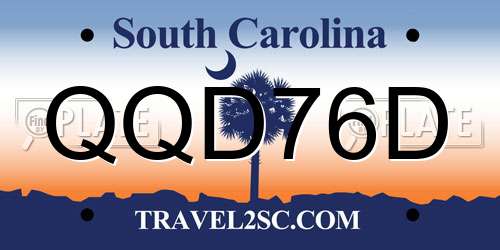 QQD76D South Carolina License Plate