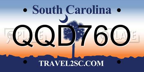 QQD76O South Carolina License Plate