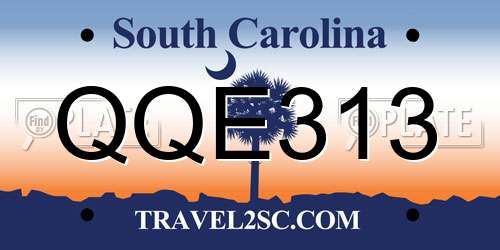 QQE313 South Carolina License Plate