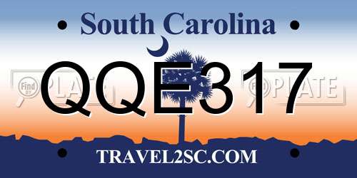 QQE317 South Carolina License Plate