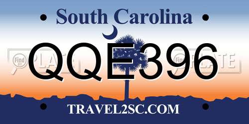 QQE396 South Carolina License Plate