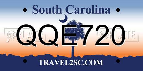 QQE720 South Carolina License Plate