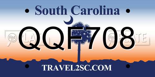 QQF708 South Carolina License Plate
