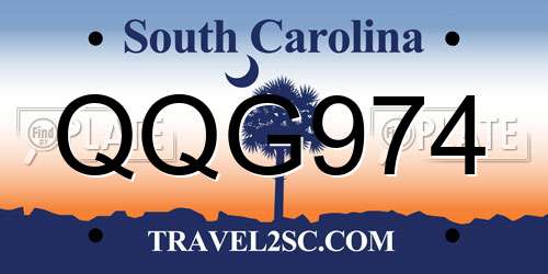 QQG974 South Carolina License Plate