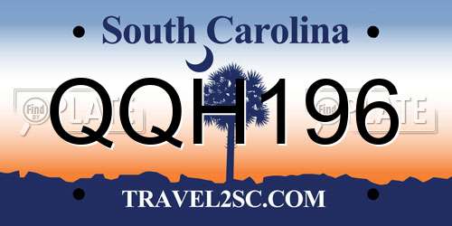 QQH196 South Carolina License Plate