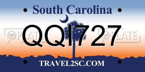 QQI727 South Carolina License Plate
