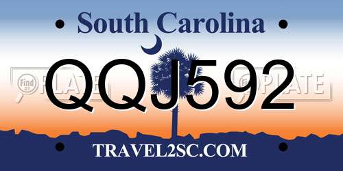 QQJ592 South Carolina License Plate
