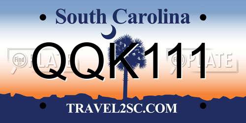 QQK111 South Carolina License Plate