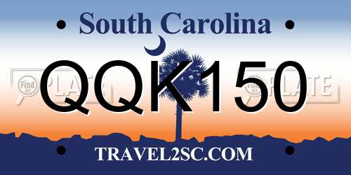 QQK150 South Carolina License Plate