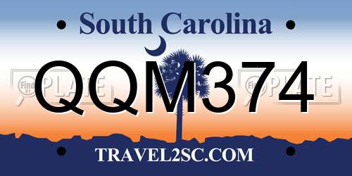 QQM374 South Carolina License Plate
