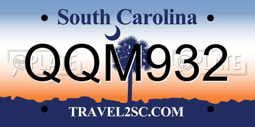 QQM932 South Carolina License Plate