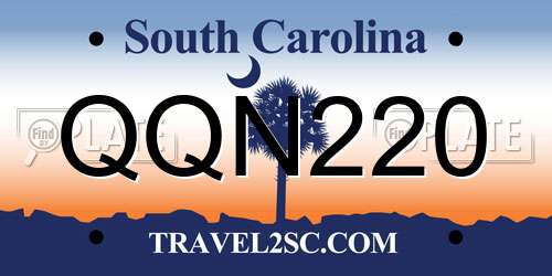 QQN220 South Carolina License Plate