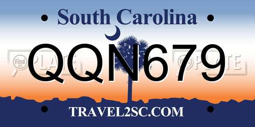 QQN679 South Carolina License Plate