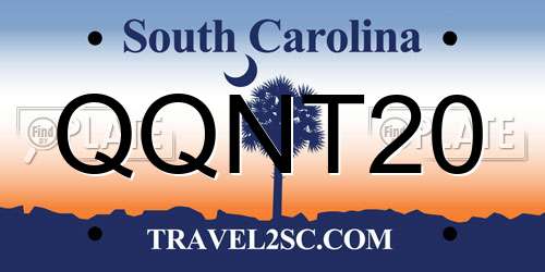 QQNT20 South Carolina License Plate