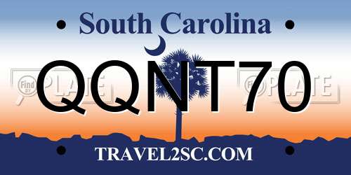 QQNT70 South Carolina License Plate