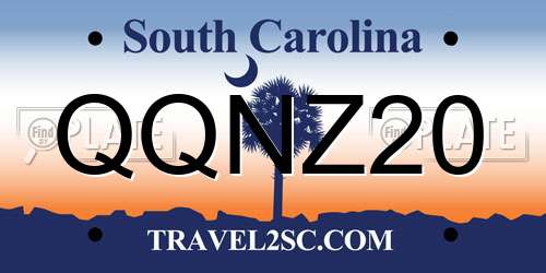 QQNZ20 South Carolina License Plate