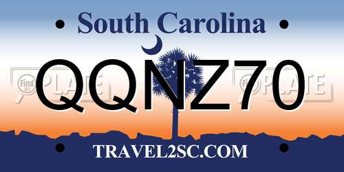 QQNZ70 South Carolina License Plate