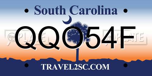 QQO54F South Carolina License Plate