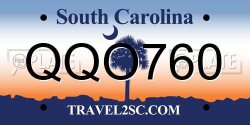 QQO760 South Carolina License Plate