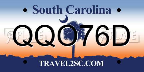 QQO76D South Carolina License Plate