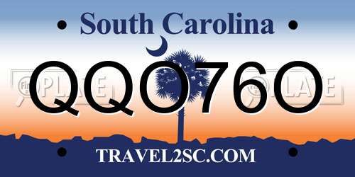 QQO76O South Carolina License Plate