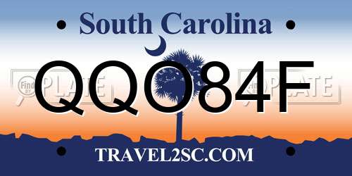 QQO84F South Carolina License Plate