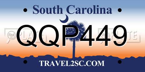 QQP449 South Carolina License Plate