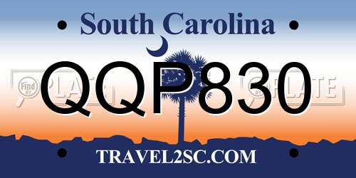 QQP830 South Carolina License Plate