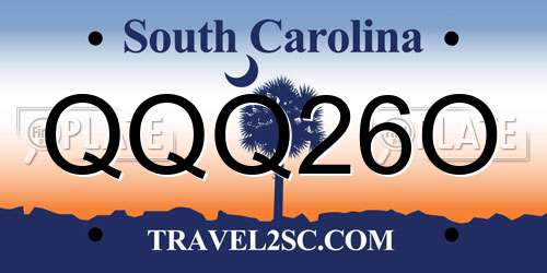 QQQ26O South Carolina License Plate