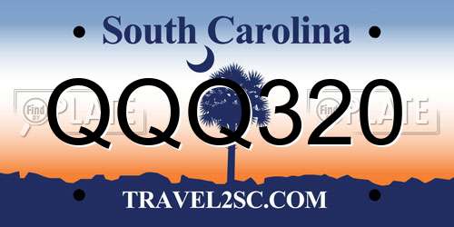 QQQ320 South Carolina License Plate