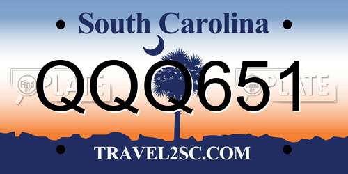 QQQ651 South Carolina License Plate