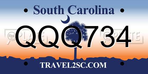 QQQ734 South Carolina License Plate
