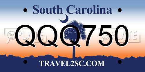 QQQ750 South Carolina License Plate
